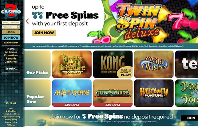 Up to 77 free spins after deposit