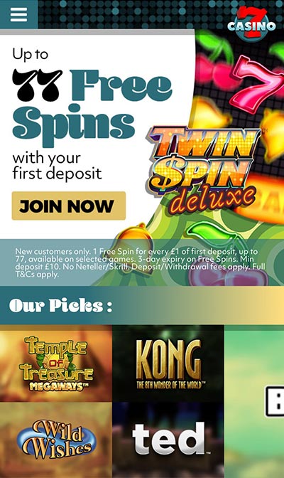 7 Casino on iPhone works great!